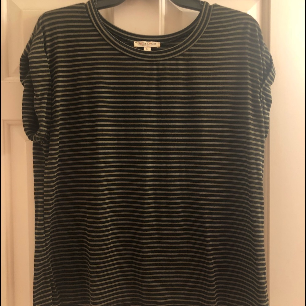 Stripy tee with cuffed sleeves! Super soft